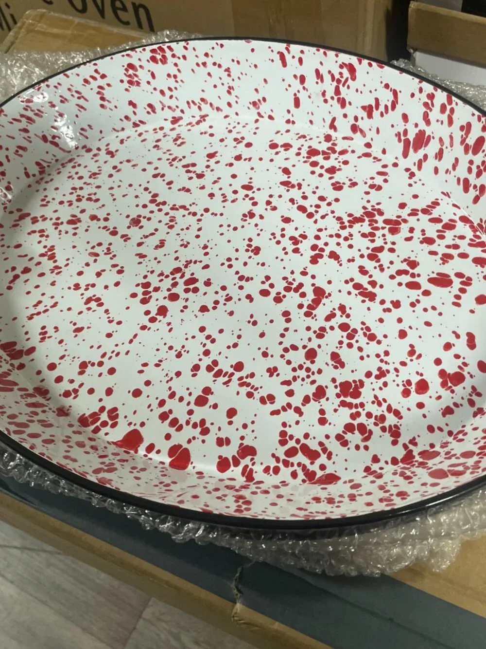 Set of 3 Red Co. Oven Safe Enamelware Metal Classic 16.5 Serving Oval Platters
